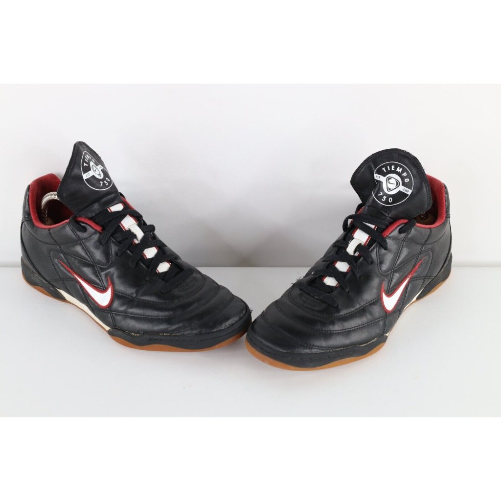 Vtg Y2k 2004 Nike Tiempo 750 Mens 11 Leather Indoor Soccer Football Shoes Black